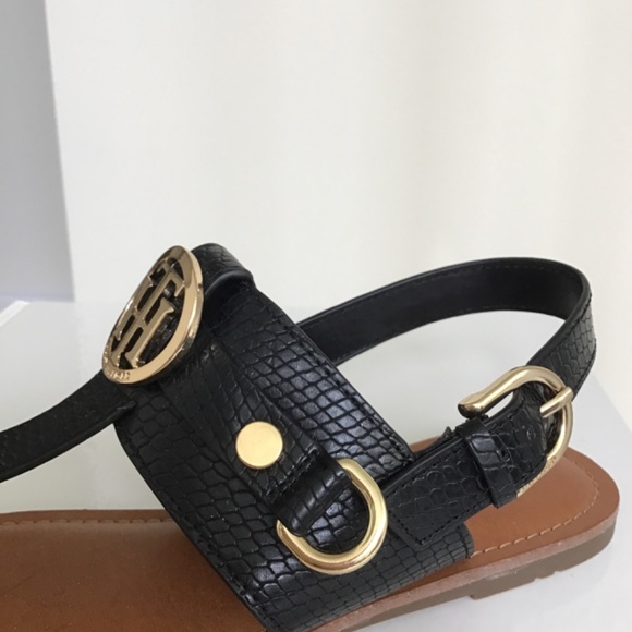 Tommy Hilfiger black thong sandals with heel straps size 7 1/2 - Picture 5 of 8